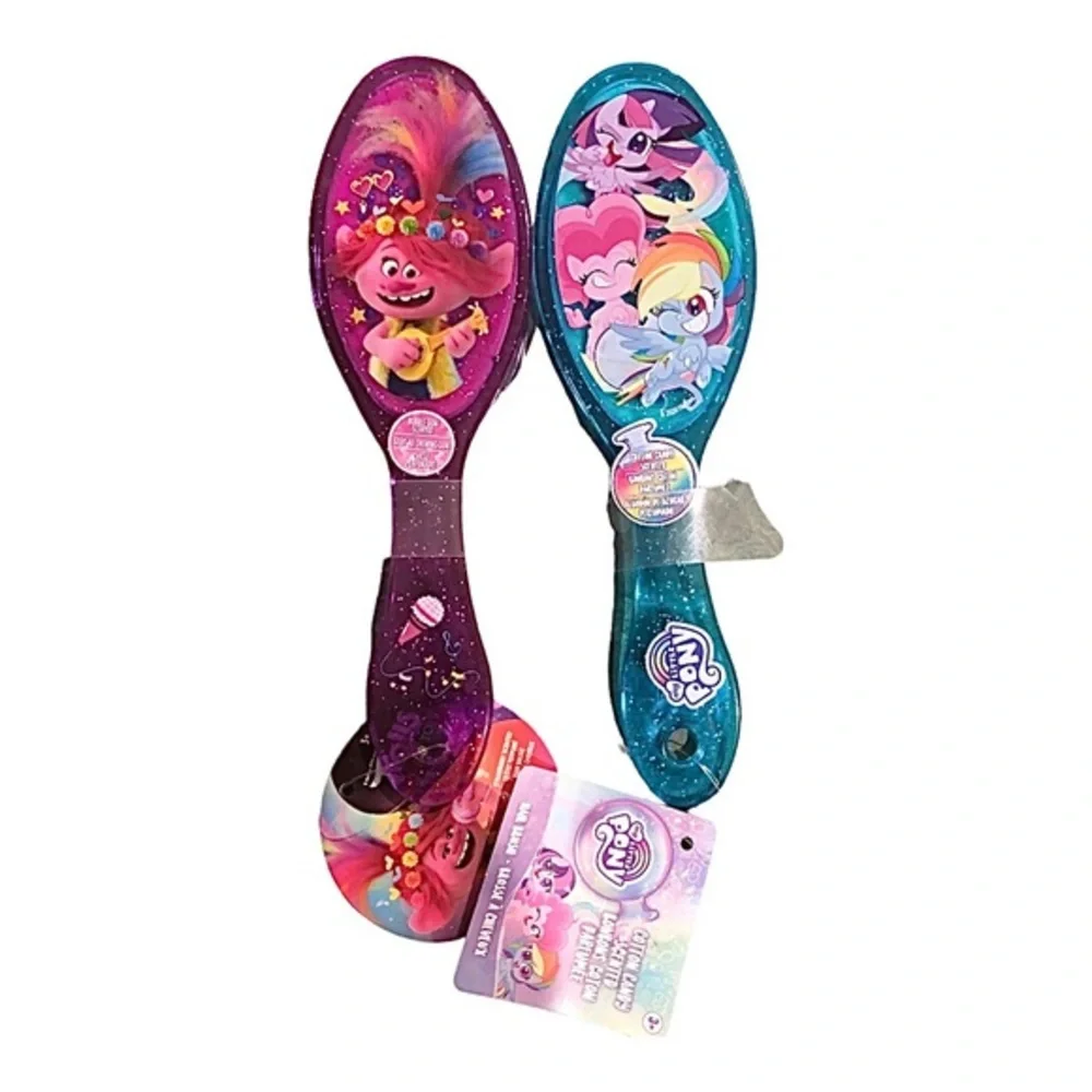 2pack “my little pony” cotton candy and “trolls” strawberry scented hair brush